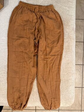12th Tribe Women's Rust Brown Drawstring Joggers